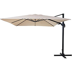 Decoshop26 Parasol de restauration 3x3m (Ø4,24m) pivotant, polyester aluminium/acier 23kg crème sans pied 04_0003290