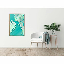 Paris Prix Affiche Murale Encadrée Teal Monstera 40 x 60 cm Or