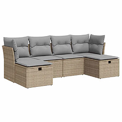 vidaXL Salon de jardin avec coussins 6 pcs beige résine tressée