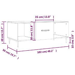 vidaXL Table basse chêne marron 102x50x40 cm bois d'ingénierie pas cher