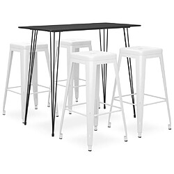 vidaXL Ensemble de bar 5 pcs Noir et blanc