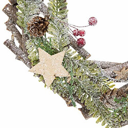 Couronne de Noël Branches 32cm Naturel & Vert