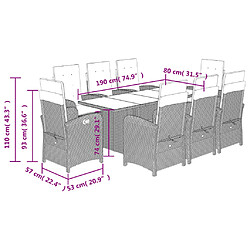 vidaXL Ensemble à manger de jardin et coussins 9 pcs mélange beige pas cher