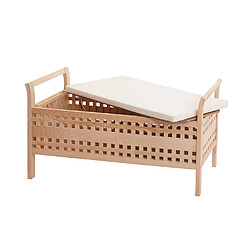 Mendler Banc de rangement HWC-B61, coffre de linge avec coussin et compartiment de rangement, bois de noyer 50x89x40cm