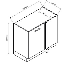 Pegane Meuble bas d'angle de cuisine avec 1 porte coloris blanc - longueur 90 x profondeur 90 x hauteur 82 cm