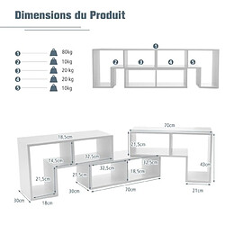 Acheter Helloshop26 Meuble tv 3 pièces 140 x 30 x 43 cm libre pour télévision jusqu’à 49 pouces pour salon chambre bureau en MDF blanc 20_0004913