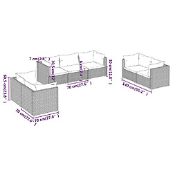 vidaXL Salon de jardin 7 pcs avec coussins Résine tressée Noir pas cher