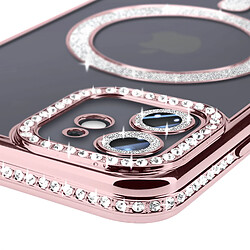 Avis Avizar Coque Diamant pour iPhone 12 Protection MagSafe Contour Strass Rose Champagne