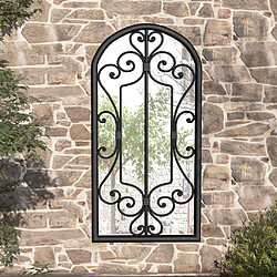 vidaXL Miroir de jardin Noir 70x30 cm Fer pour utilisation extérieure