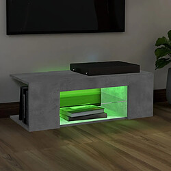 Acheter vidaXL Meuble TV avec lumières LED gris béton 90x39x30 cm