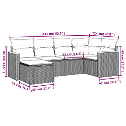 Avis Maison Chic Salon de jardin 6 pcs avec coussins | Ensemble de Table et chaises | Mobilier d'Extérieur noir résine tressée -GKD74163