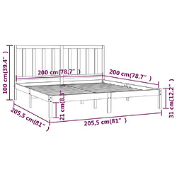 vidaXL Cadre de lit sans matelas blanc bois massif de pin 200x200 cm pas cher