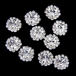 10pcs Bouton Strass Clair pour Mercerie Couture Décoration Diy 15mm