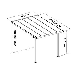 Pergola 9.4m² gris anthracite - 705599 - PALRAM