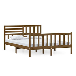 vidaXL Cadre de lit sans matelas marron miel bois massif