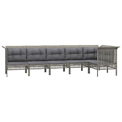 Avis Maison Chic Salon de jardin 6 pcs + coussins - Mobilier/Meubles de jardin - Table et chaises d'extérieur Gris Résine tressée -MN76102