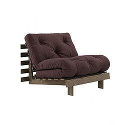 Inside 75 Fauteuil convertible futon ROOTS pin carob brown matelas brown couchage 90 x 200 cm