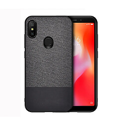 Wewoo Coque Rigide Housse de protection en tissu PU épissage antichoc pour Xiaomi Redmi 6 Pro Noir