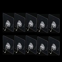 Avis 10pcs Crochet Adhésif Mural Transparent Rangement pour Chambre Toilettes Cuisine Porte-8kg 7*7cm