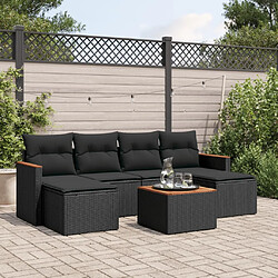 Maison Chic Salon de jardin 7 pcs avec coussins | Ensemble de Table et chaises | Mobilier d'Extérieur noir résine tressée -GKD44004