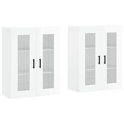 Maison Chic Lot de 2 Armoires murales,Meuble de Rangement,Armoire Suspendue blanc brillant bois d'ingénierie -MN36471