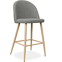 ICONIK INTERIOR Tabouret tapissé en tissu - design scandinave - 66cm - Evelyne Gris