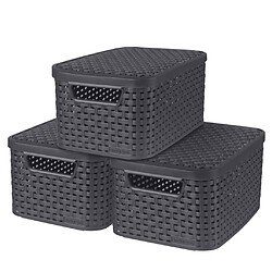 Curver Boîtes de rangement Style avec couvercle 3 pcs S 6 L Anthracite