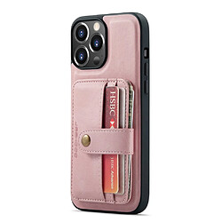 Coque en TPU + PU JEEHOOD anti-rayures, antivol par frottement avec porte-cartes rose pour votre iPhone 13 Pro Max 6.7