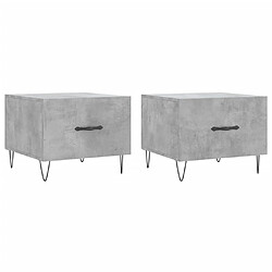 vidaXL Tables basses 2 pcs gris béton 50x50x40 cm bois d'ingénierie