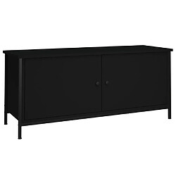 Maison Chic Meuble TV scandinave - Banc TV pour salon avec portes noir 102x35x45 cm bois d'ingénierie -MN83892