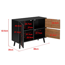 Helloshop26 Commode stylée meuble de rangement pratique 63 x 80 x 30 cm noir effet bois foncé 03_0006826