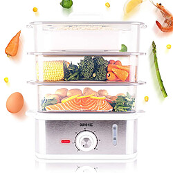 Duronic FS87 Cuiseur vapeur électrique 870W à 3 niveaux | Capacité 10,6 litre | Minuteur | sans bisphénol | Idéal pour cuire viandes, poissons, légumes, pommes de terre, couscous sans matière grasse