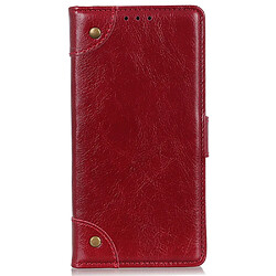 Etui en PU texture nappa, antichoc avec bouton décoratif en laiton rouge pour votre Samsung Galaxy A03 (Global Version) (166.5 x 75.98 x 9.14mm)