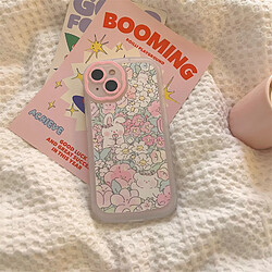 GUPBOO Étui pour iPhone13 Coque en silicone pour téléphone portable dessin animé mignon lapin fleur