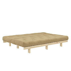 Avis Inside 75 Banquette convertible futon LEAN bois de pin coloris beige blé 130x200 cm