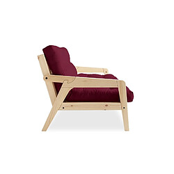 Avis Inside 75 Canapé convertible futon GRAB pin naturel coloris bordeaux couchage 130 cm.