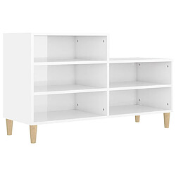 Maison Chic Armoire à chaussure,Meuble à Chaussures Blanc brillant 102x36x60 cm Bois ingénierie -MN61026