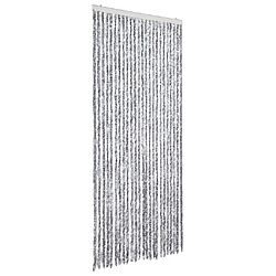 vidaXL Rideau anti-mouches blanc et gris 100x230 cm chenille