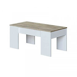 Dansmamaison Table basse relevable Blanc/Chêne - ARTICA