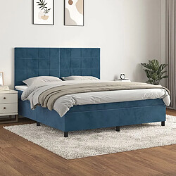 Maison Chic Lit Adulte - Lit simple Lit à sommier tapissier et matelas moelleux - Meuble de Chambre - Bleu foncé 160x200cm Velours -MN37862