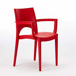 Avis 24 Chaises Paris Arm Grand Soleil accoudoirs polypropylène offre stock, Couleur: Rouge