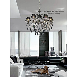 Avis Luminaire Center Plafonnier Luna cristal 8 Ampoules chrome noir/cristal