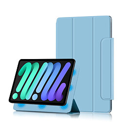 Etui en PU triple avec support à absorption magnétique bleu pour votre Apple iPad mini (2021)