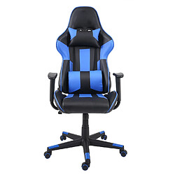 Acheter Decoshop26 Fauteuil chaise de bureau sur roulettes gamer pivotante en synthétique noir bleu 04_0001854