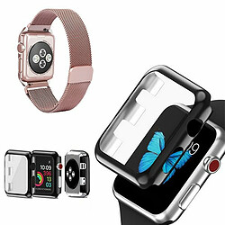 PHONECARE Kit Bracelet Milanese Loop Fermoir Magnétique + Coque Anti-Impact pour Apple Watch Series 9 - 41mm - Rose