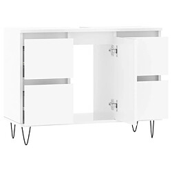 Maison Chic Armoire de salle de bain,Meuble de rangement,Meuble haut blanc brillant 80x33x60 cm -GKD961535 pas cher