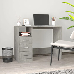 vidaXL Bureau avec tiroirs Gris béton 102x50x76 cm Bois d'ingénierie