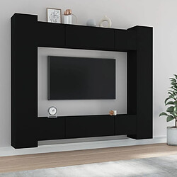 vidaXL Ensemble de meubles TV 8 pcs Noir Bois d'ingénierie