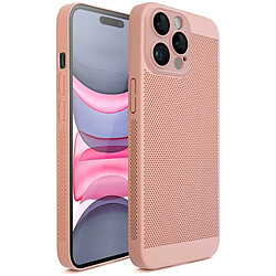 Moozy VentiGuard Coque pour iPhone 15 Pro, 6,1", Housse Respirante avec Motif Perforé pour la Circulation de l'Air, Ventilation, Coque Anti-Surchauffe pour iPhone 15 Pro, 15 Pro Case, Rose Pastel