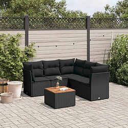 Maison Chic Salon de jardin 6 pcs avec coussins | Ensemble de Table et chaises | Mobilier d'Extérieur noir résine tressée -GKD90517